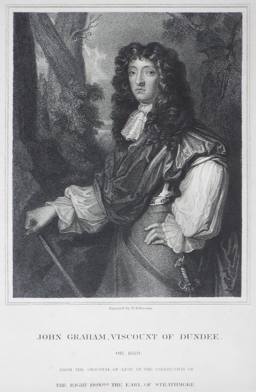 Print - John Graham, Viscount of Dundee, OB 1689. From the original of Lely in the collection of the Right Honble the Earl of Strathmore. - Robinson